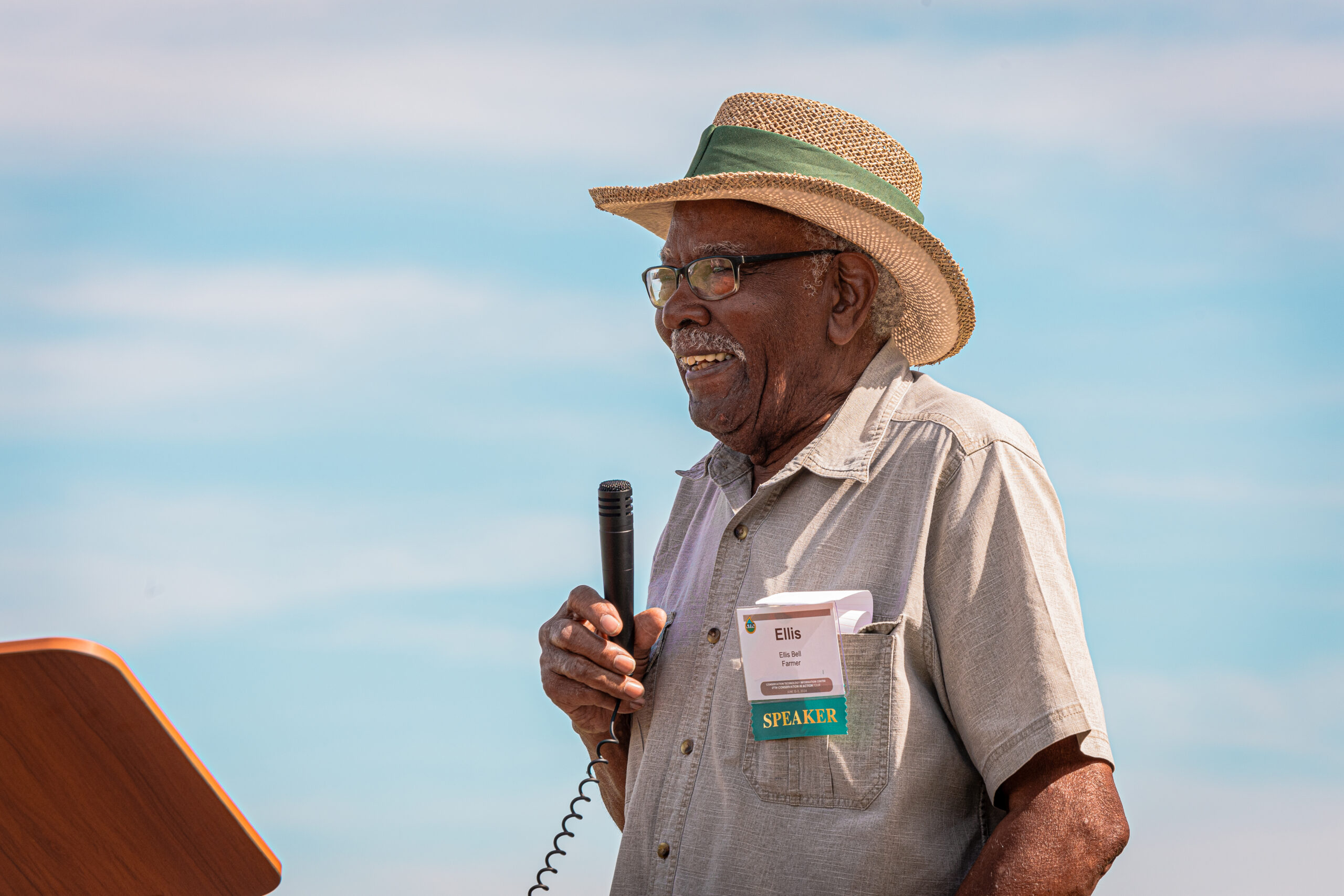 2024 Arkansas Conservation in Action Tour (55) Man speaking with microphone.